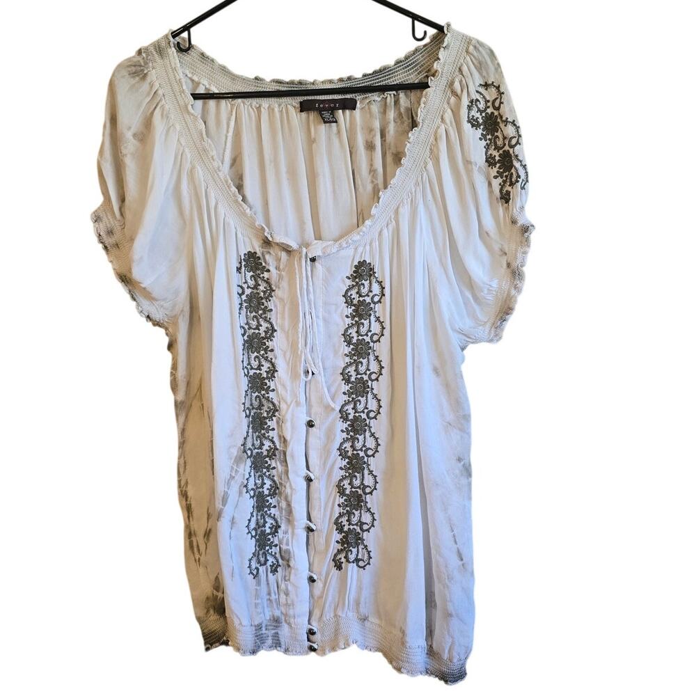 Fever embroidered tie dye boho blouse size XL